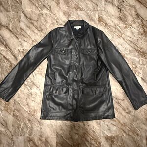 Topshop Black Leather Outerwear